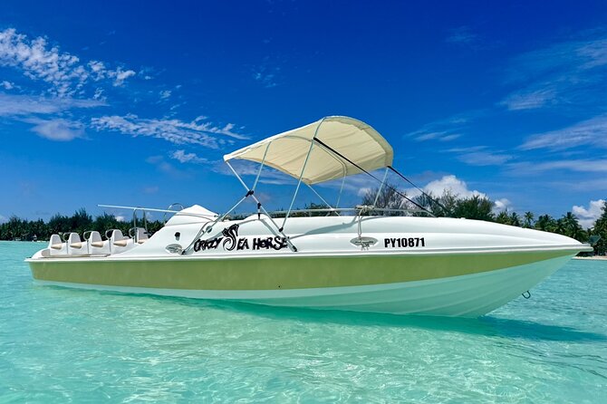 Crazy sea horse Bora Bora Comfortable boat, snorkeling and lunch - The jet boat changes the pace