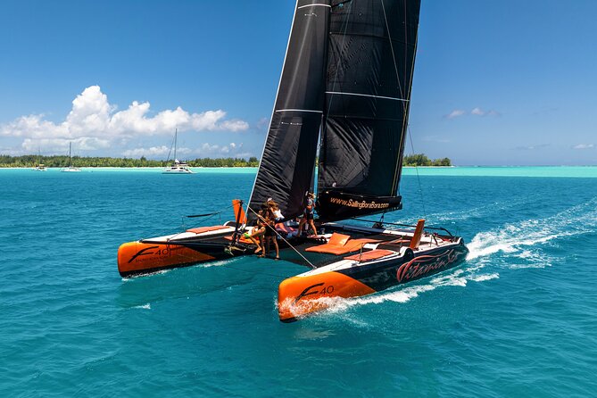 LUXURY Catamaran Bora Bora : Sailing, Snorkeling & Floating Bar - Mount Otemanu from the lagoon