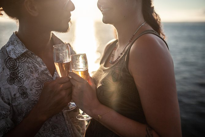 Toa Boat Bora Bora Private Sunset On Majestic Pontoon Boat - Champagne, fruit, and the small comforts