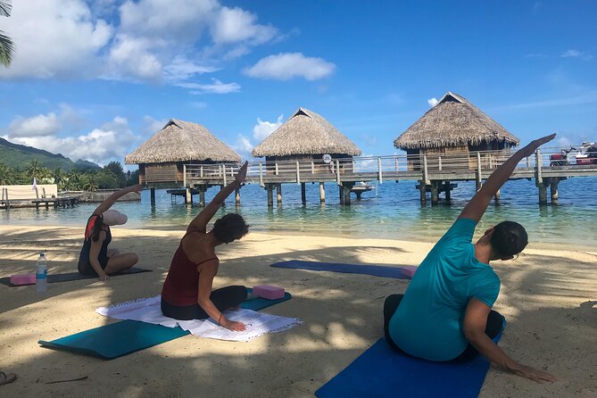 Yoga on the paradise beach of Manava Moorea - Cindy’s teaching style and personal corrections
